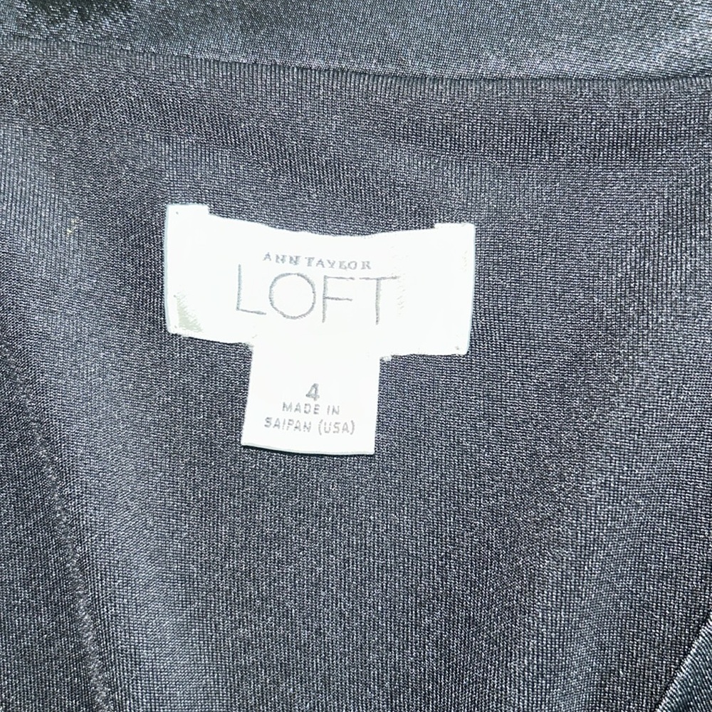 LOFT: Black V-Neck Midi Dress: Size 4 - Picture 7 of 9